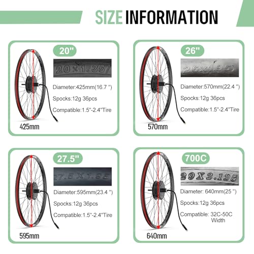 Bafang 48V 500W Rear Hub Motor Kit 26" 27.5" 28"/29"/700C Rear Wheel Electric Bike Conversion kit Ebike Conversion Kit with Optional Battery Display