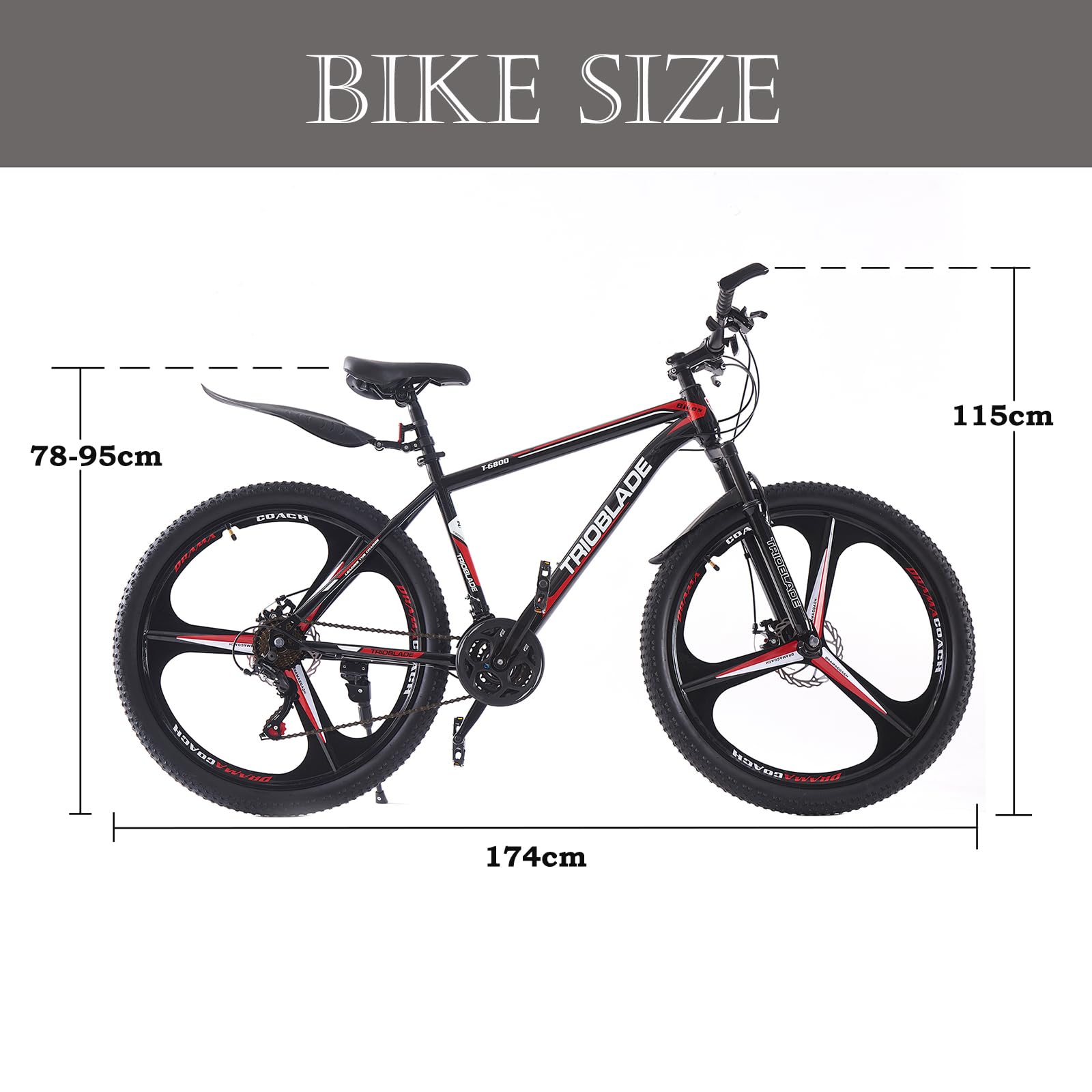 BSTSEL 27.5 Inch Mountain Bike 3 Spoke Wheels Bicycle 17.5 Inch Aluminum Frame Mountain Bicycle Shimano 21 Speeds with Dual Disc-Brake Suitable For Men And Women Over The Age Of 16 (Black & Blue)